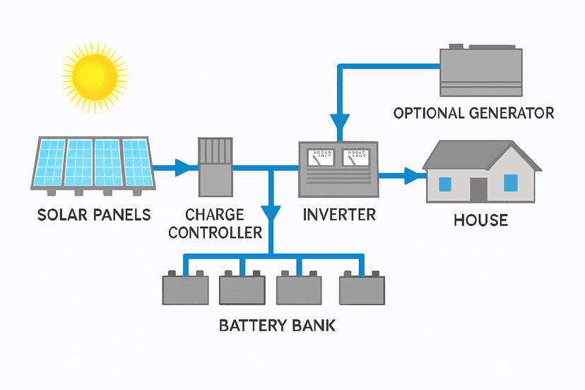 Off-Grid-line-diagram Solar System